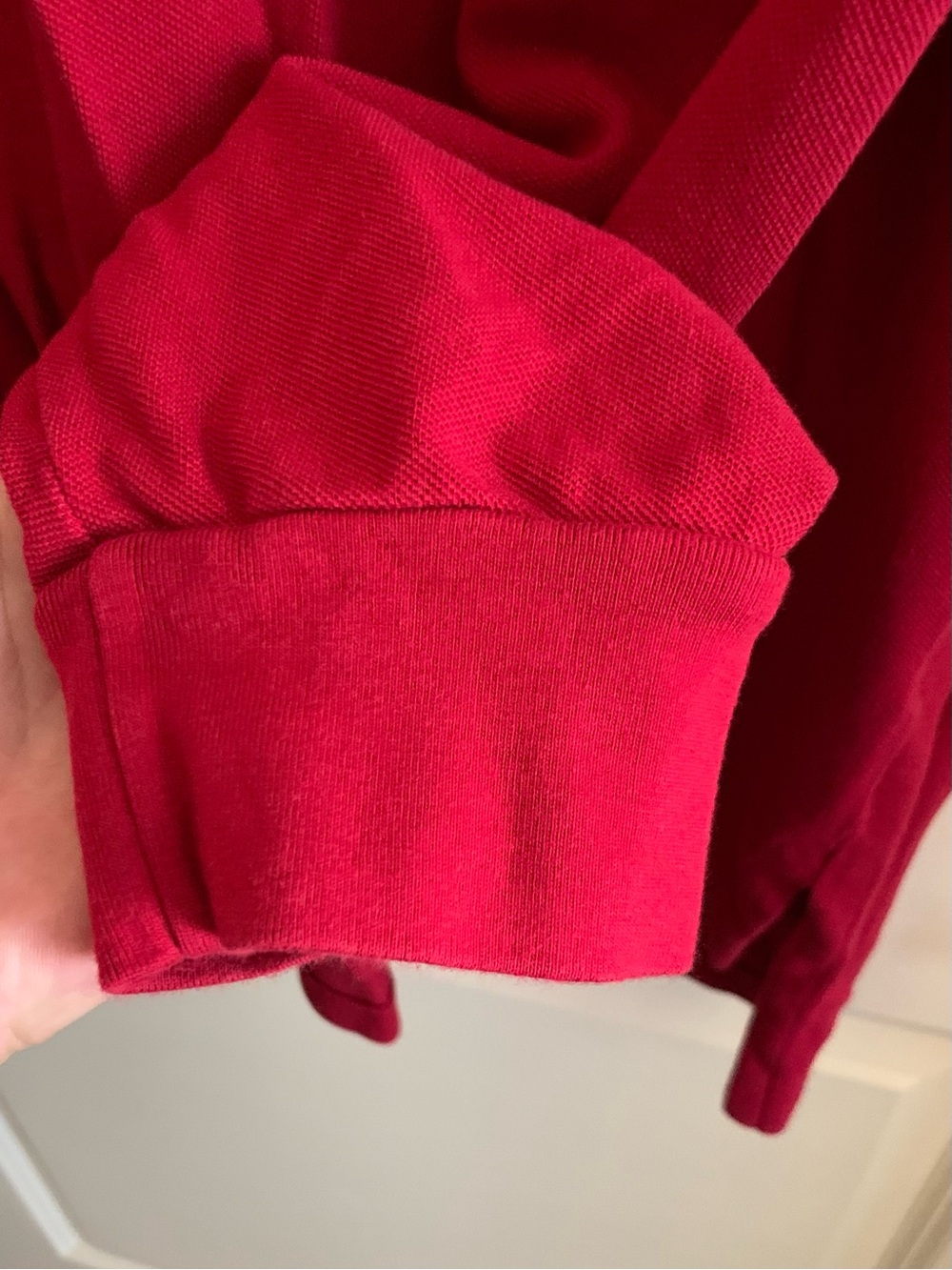 Ralph Lauren Men's Long Sleeve Polo in Red with Blue Pony - Picture 5 of 5